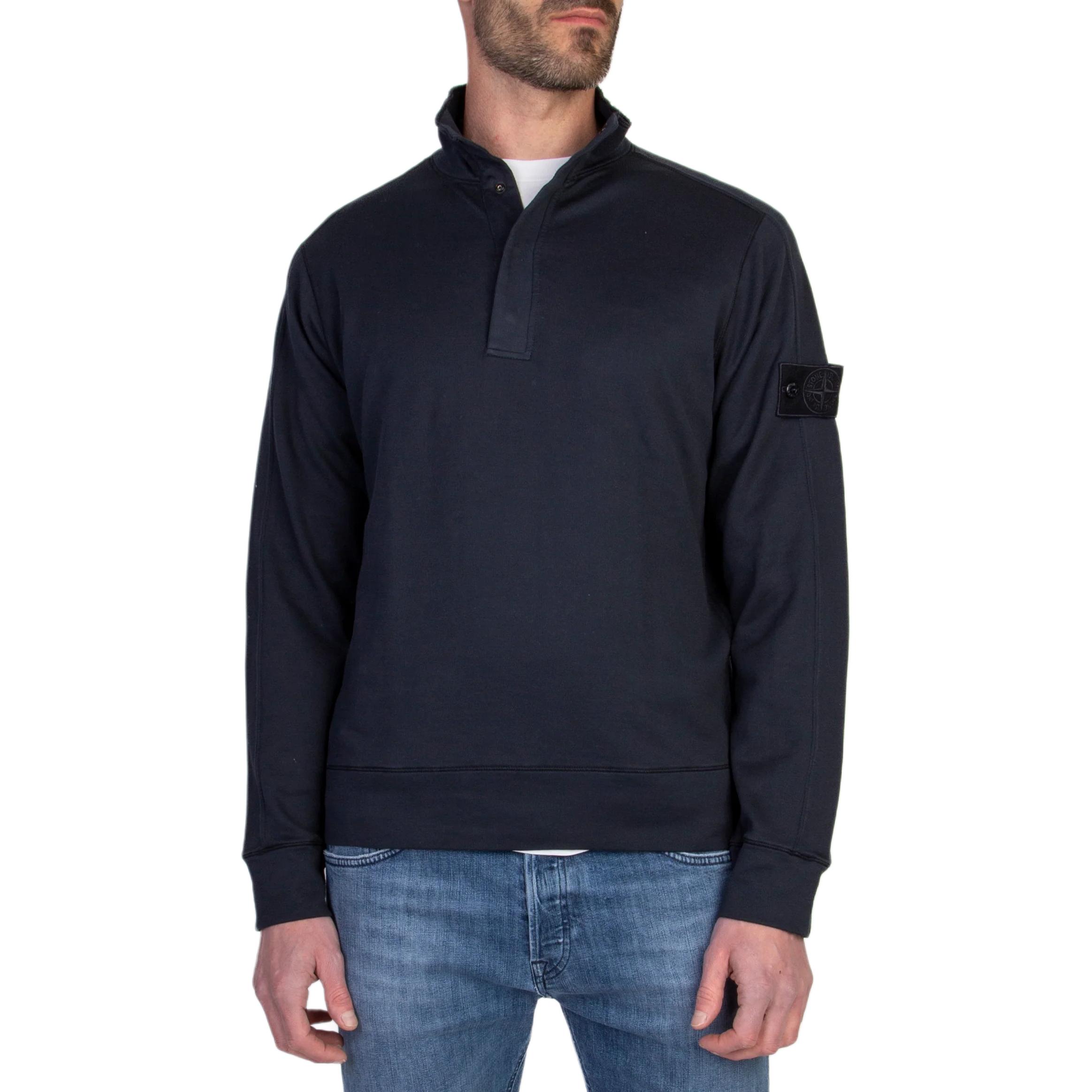 Stone Island Blue Logo Patch Stand Collar Long Sleeve Sweatshirt Mens POIZON240805972