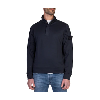 Stone Island Blue Logo Patch Stand Collar Long Sleeve Sweatshirt Mens POIZON240805972
