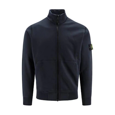 Stone Island Blue Logo Zip-Up Long-Sleeve Jacket 801564351-A0020