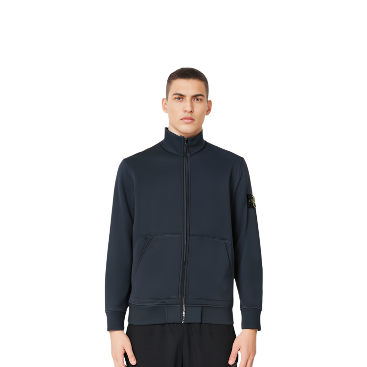 Stone Island Blue Logo Zip-Up Long-Sleeve Jacket 801564351-A0020 圖 4