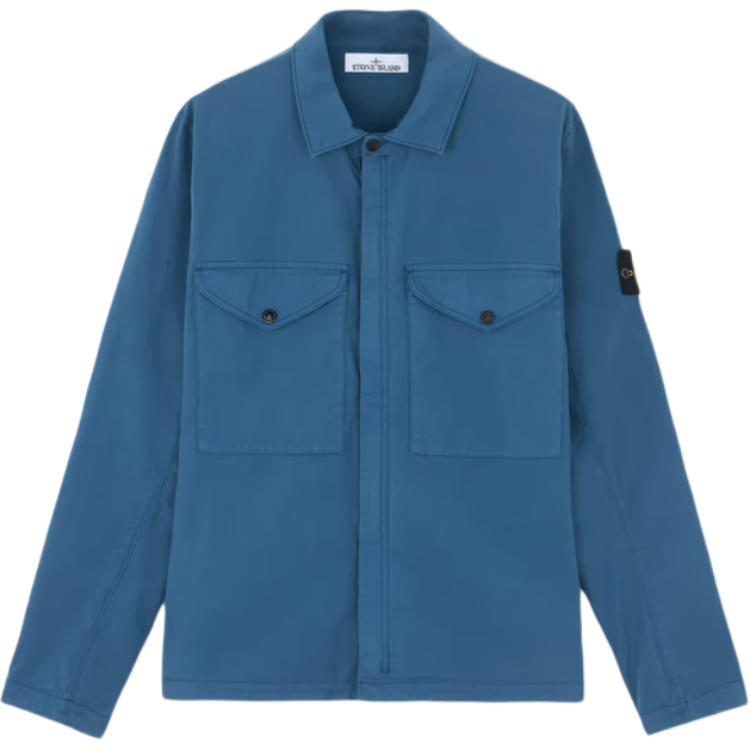 Stone Island Blue Long Sleeve Zip-Up Jacket with Embroidered Logo for Men 811510210-V0024