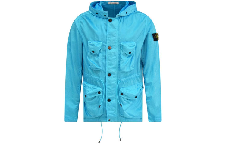 STONE ISLAND Blue Metallic Multi-Pocket Hooded Jacket for Men 741544430-V0042 圖 2