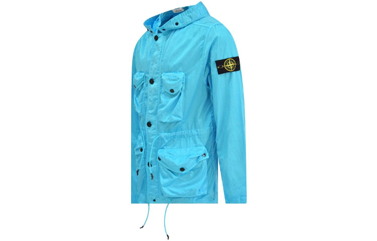 STONE ISLAND Blue Metallic Multi-Pocket Hooded Jacket for Men 741544430-V0042 圖 4