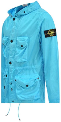 STONE ISLAND 藍色金屬感多口袋連帽外套 男款 741544430-V0042 Shop STONE ISLAND 藍色金屬感多口袋連帽外套 男款 741544430-V0042