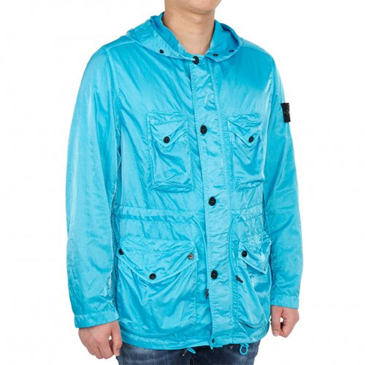 STONE ISLAND Blue Metallic Multi-Pocket Hooded Jacket for Men 741544430-V0042 圖 7
