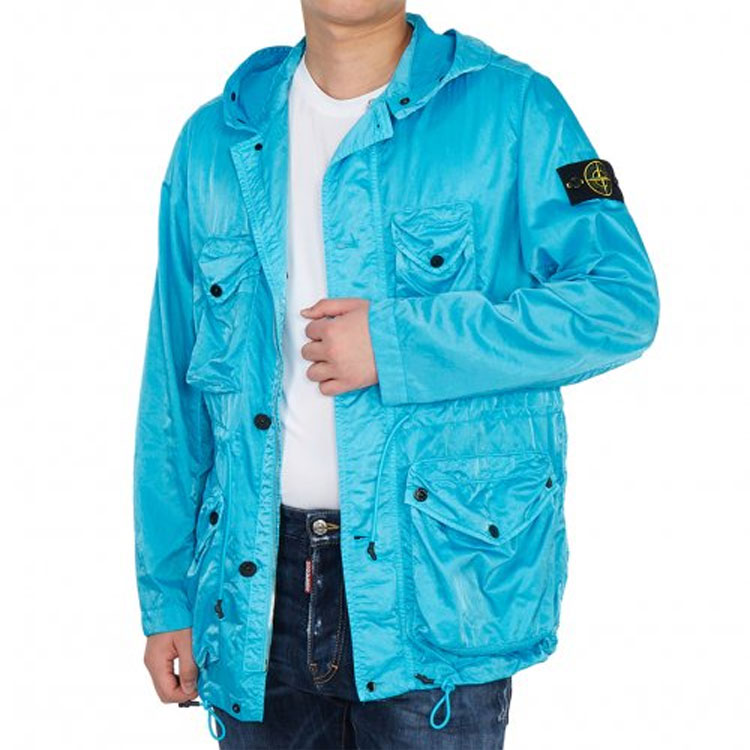 STONE ISLAND Blue Metallic Multi-Pocket Hooded Jacket for Men 741544430-V0042 圖 8