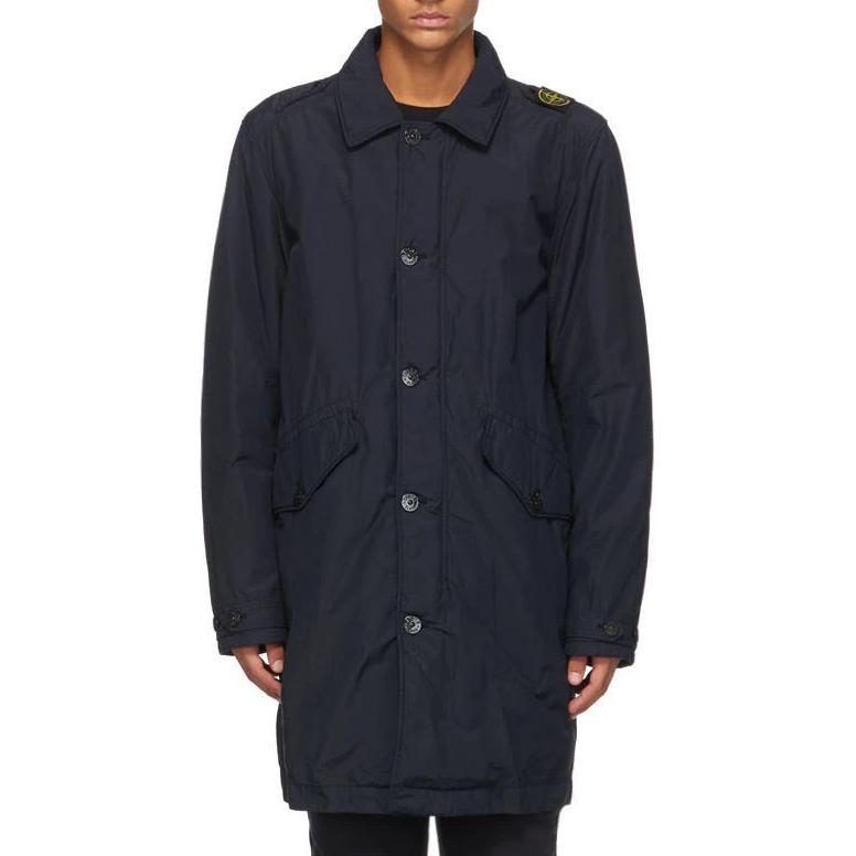 Stone Island Blue Mid-Length Solid Color Long-Sleeve Jacket 731570432-V0020