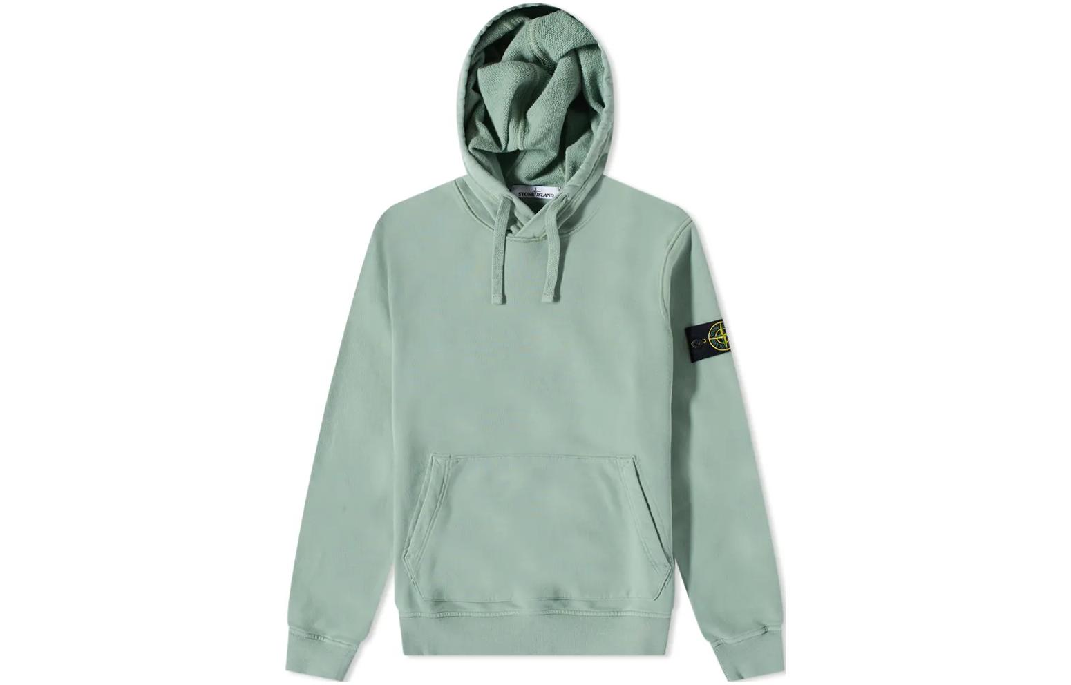 Stone Island Blue Pullover Hoodie with Kangaroo Pocket Cotton Fleece 771564120-V0055