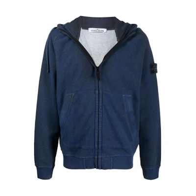 Stone Island Blue Slim Fit Hoodie Full-Zip Jacket 731562190-V2M43