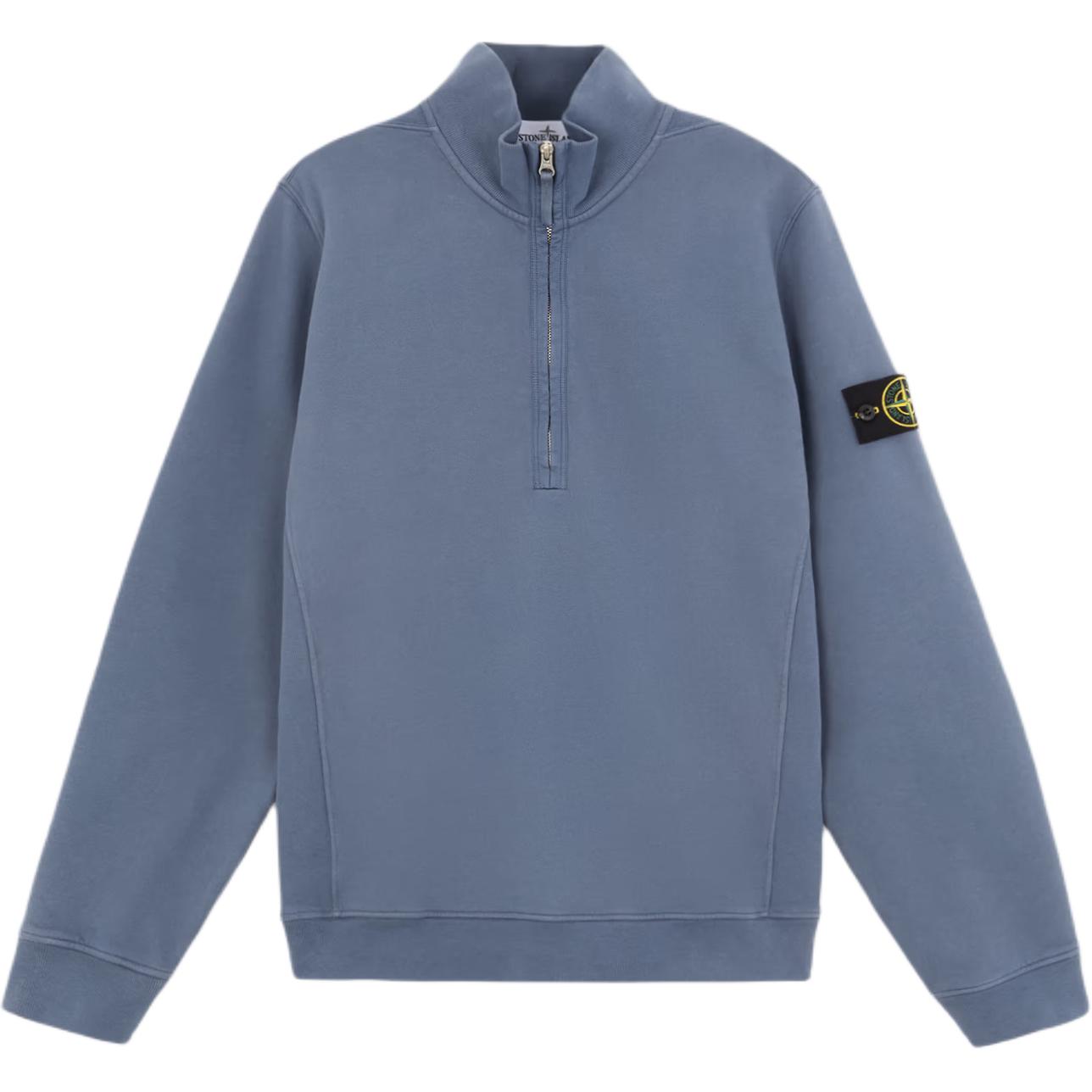 Stone Island Blue Solid Color Stand Collar Pullover Long-Sleeve Sweatshirt 811563420-V0046