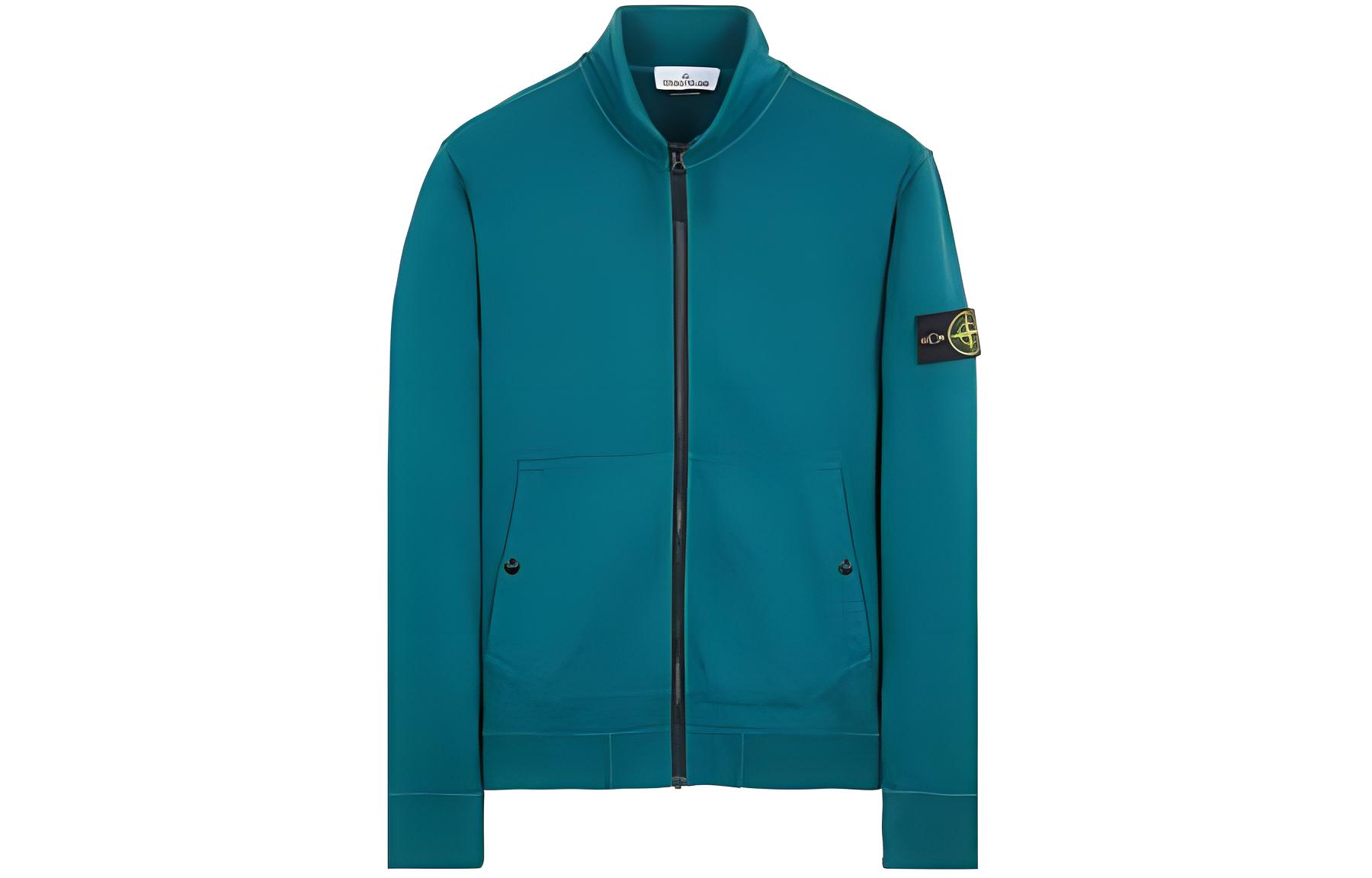 Stone Island Blue Solid Color Stand Collar Ribbed Cuff Loose Fit Jacket for Men 791562820-V0057