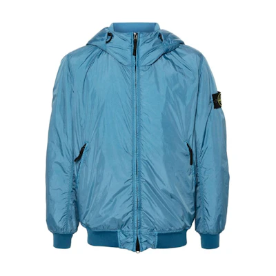 Stone Island Blue Solid Color Zip-Up Hoodie Jacket 811540823-V0024