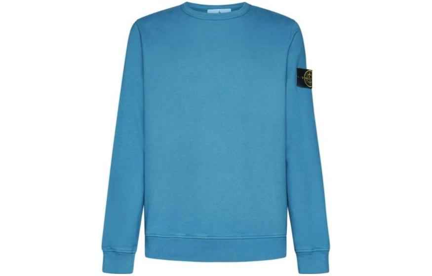 Stone Island Blue Solid Crewneck Pullover Sweatshirt 791562420-V0042