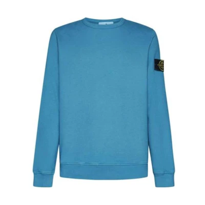Stone Island Blue Solid Crewneck Pullover Sweatshirt 791562420-V0042