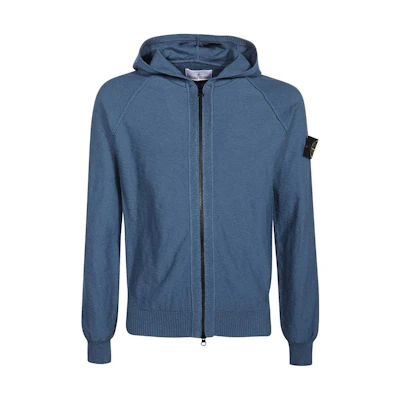 Stone Island Blue Solid Logo Zip-Up Hoodie Jacket 7815503B0-V0024