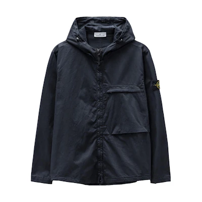 Stone Island Blue Solid Zip-Up Hoodie Jacket with Single Pocket 791511414-V0020