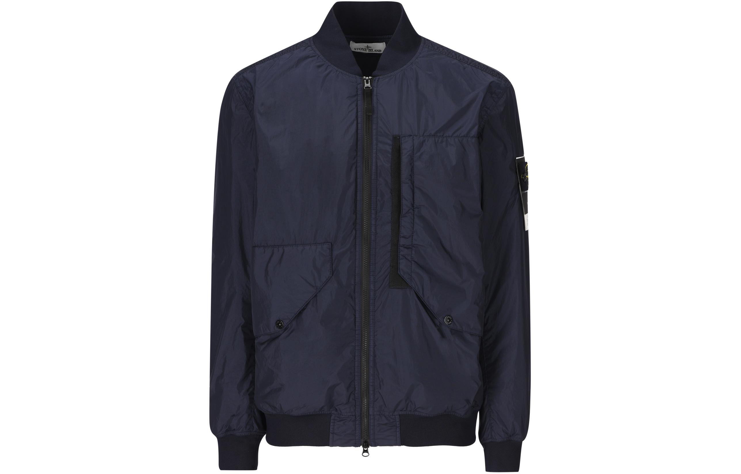 Stone Island Blue Zip-Up Stand Collar Jacket 791540923-V0020