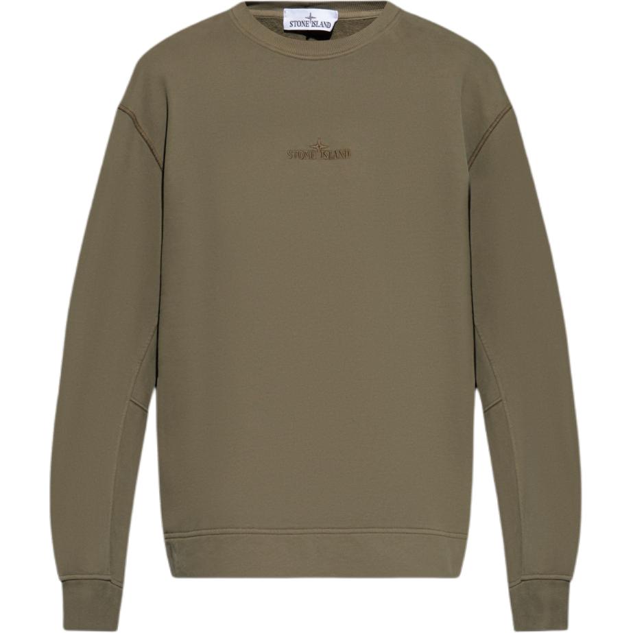 Stone Island Brown Crewneck Sweatshirt with Logo Embroidery for Men 811566720-V0075