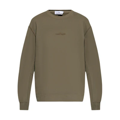 Stone Island Brown Crewneck Sweatshirt with Logo Embroidery for Men 811566720-V0075