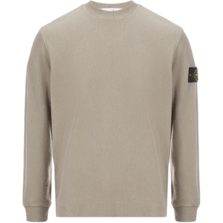 Stone Island Brown Crewneck Sweatshirt with Logo Patch - Long Sleeve 801562656-V0092