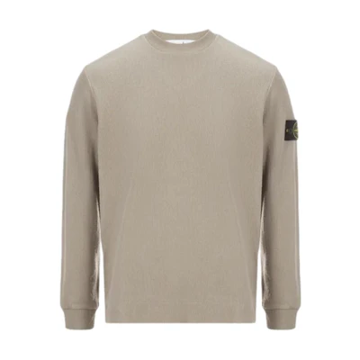 Stone Island Brown Crewneck Sweatshirt with Logo Patch - Long Sleeve 801562656-V0092