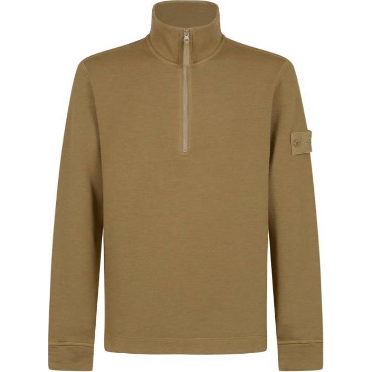 Stone Island Brown High Neck Zip-Up Sweatshirt Casual Wear 7915631F3-V0098