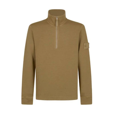 Stone Island Brown High Neck Zip-Up Sweatshirt Casual Wear 7915631F3-V0098