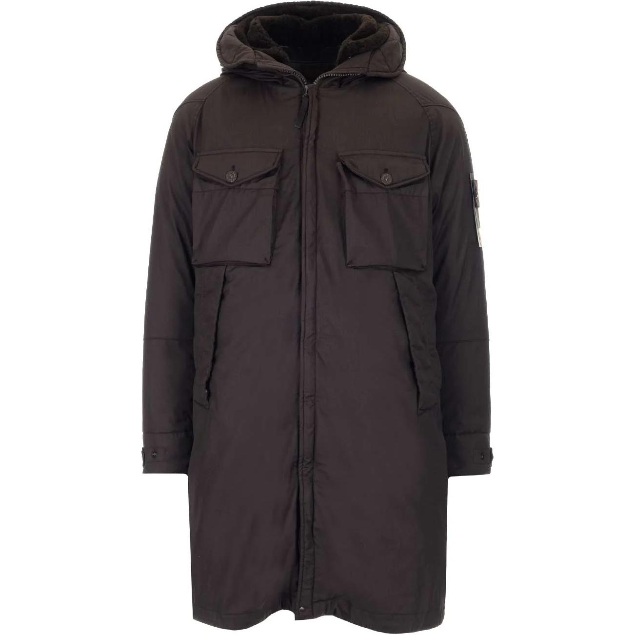 Stone Island Brown Long-Sleeve Hooded Zip Jacket 7315716F2-V0070