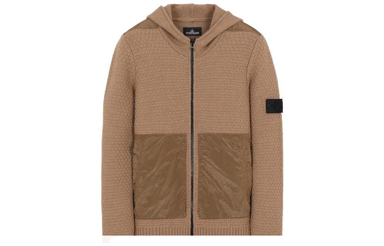 Stone Island Brown Patchwork Hooded Zip-Up Jacket 7119502D1-V0096
