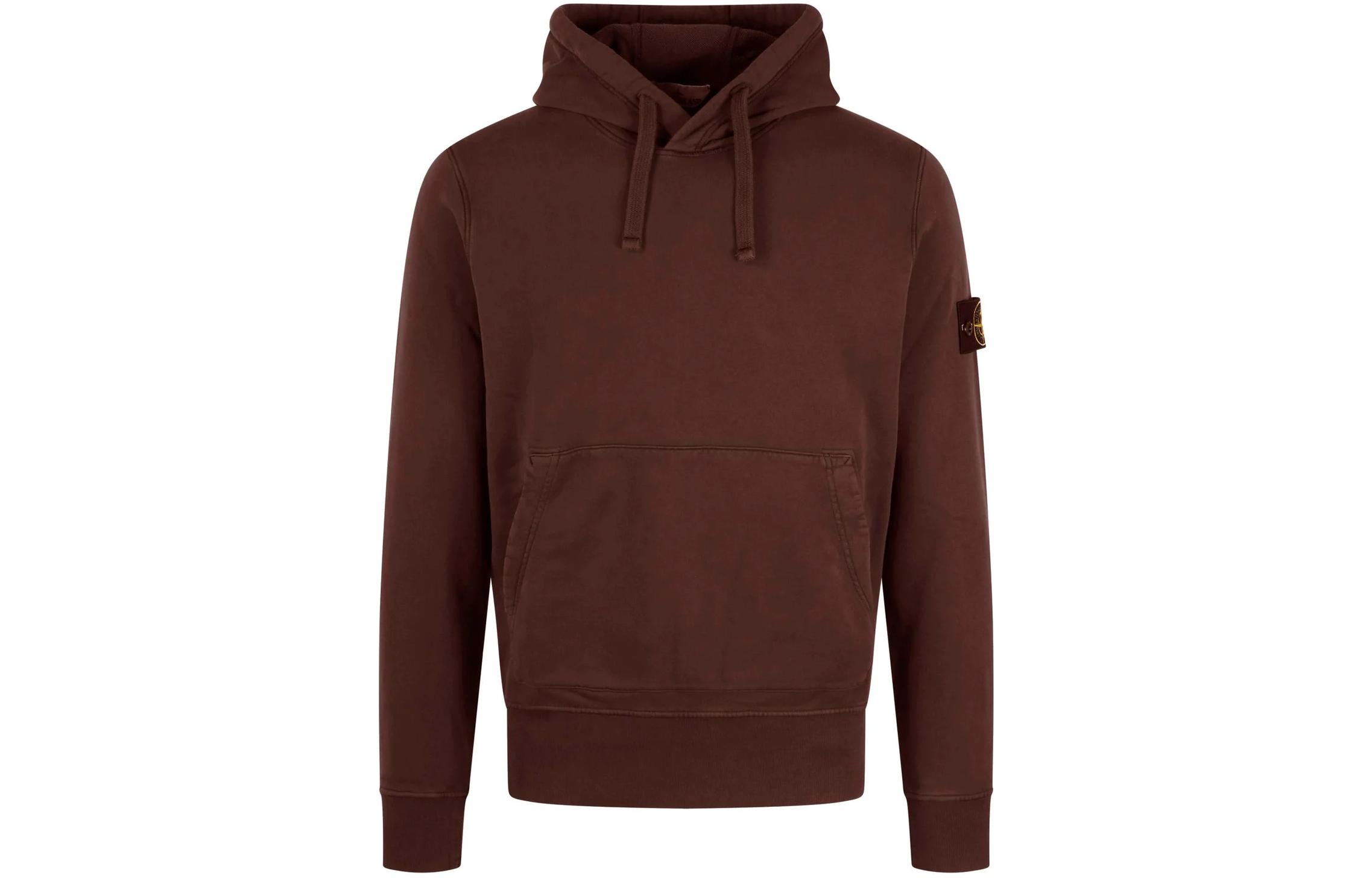 Stone Island Brown Pullover Hoodie with Logo Badge for Men 791564151-V0077
