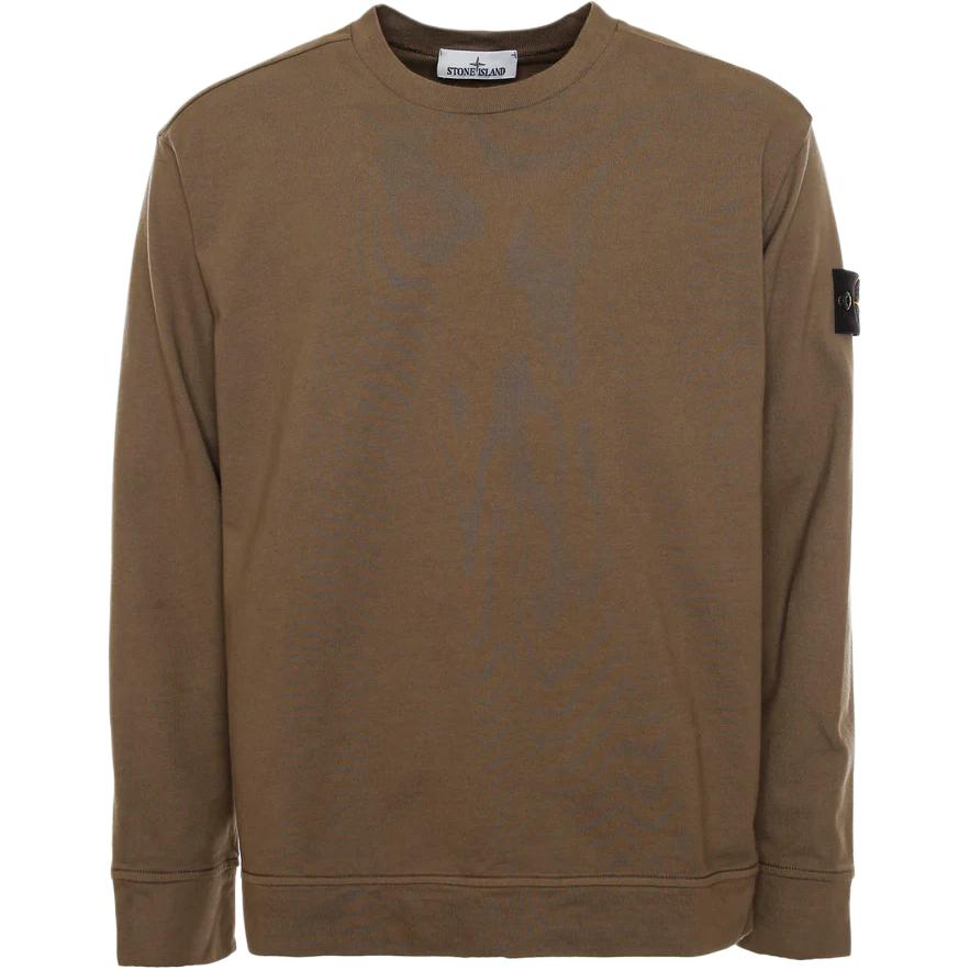 Stone Island Brown Solid Color Crewneck Slim Fit Long Sleeve Sweater 811563750-V0075