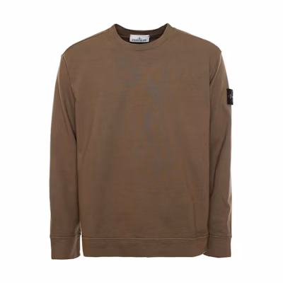 Stone Island Brown Solid Color Crewneck Slim Fit Long Sleeve Sweater 811563750-V0075