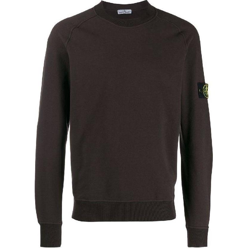 Stone Island Brown Solid Color Logo Crewneck Long Sleeve Sweatshirt 711560938-V0070