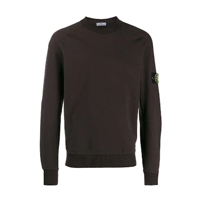 Stone Island Brown Solid Color Logo Crewneck Long Sleeve Sweatshirt 711560938-V0070