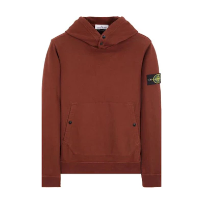 Stone Island Brown Solid Color Logo Hoodie for Men with Long Sleeves and Pocket 791561720-V0077