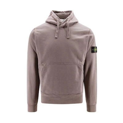Stone Island Brown Solid Color Logo Hoodie Long Sleeve 801564151-V0092