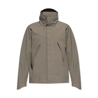Stone Island Brown Solid Color Slim Fit Zip-Up Hooded Jacket 8015430G10-V0092
