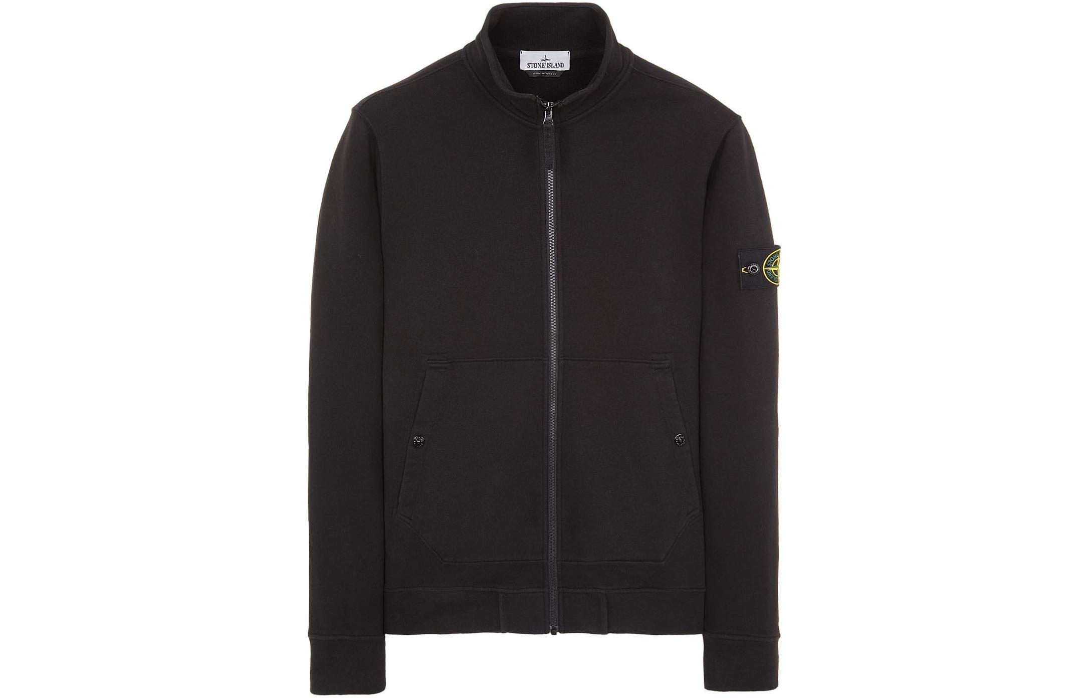 Stone Island Brown Solid Color Zip-Up Long Sleeve Sweatshirt for Men 791562050-V0029