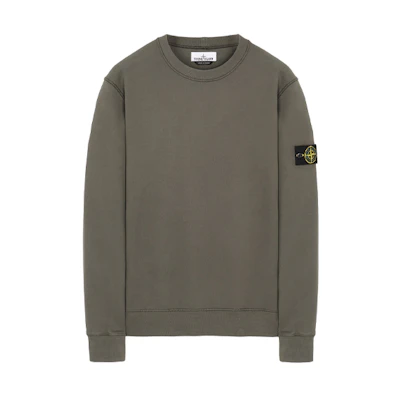Stone Island Brushed Cotton Badge Crewneck Sweatshirt Men’s Moss Green 731563020-V0059