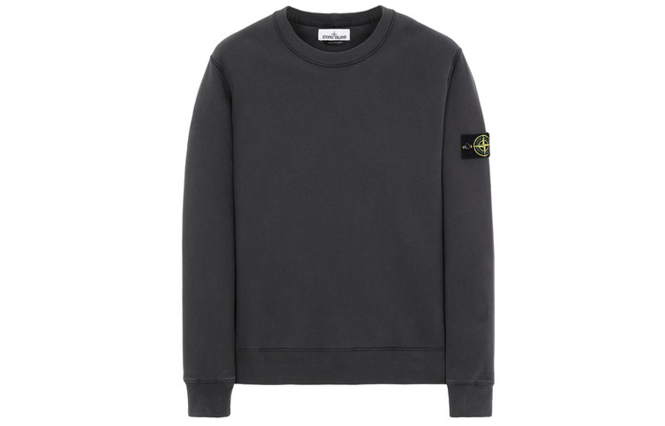 Stone Island Brushed Cotton Crewneck Sweatshirt Charcoal Gray 731563020-v0065