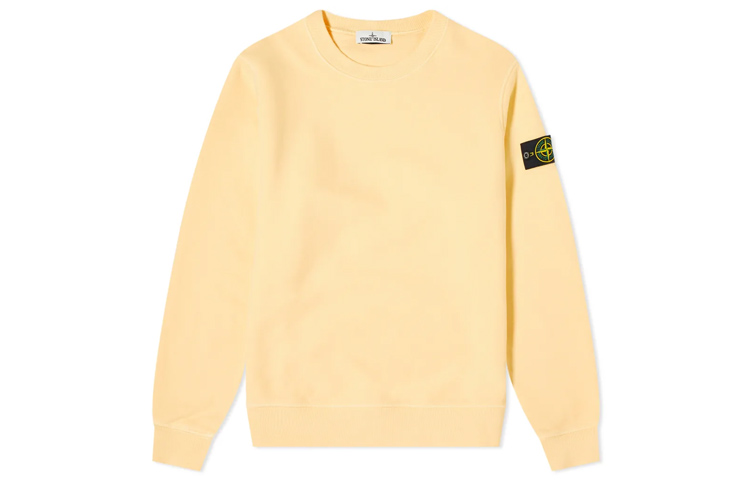 Stone Island Brushed Cotton Long Sleeve Sweatshirt Butter Yellow 731563020-V0035