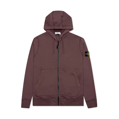 Stone Island Burgundy Full-Zip Hoodie with Logo Patch 741564251-V0011