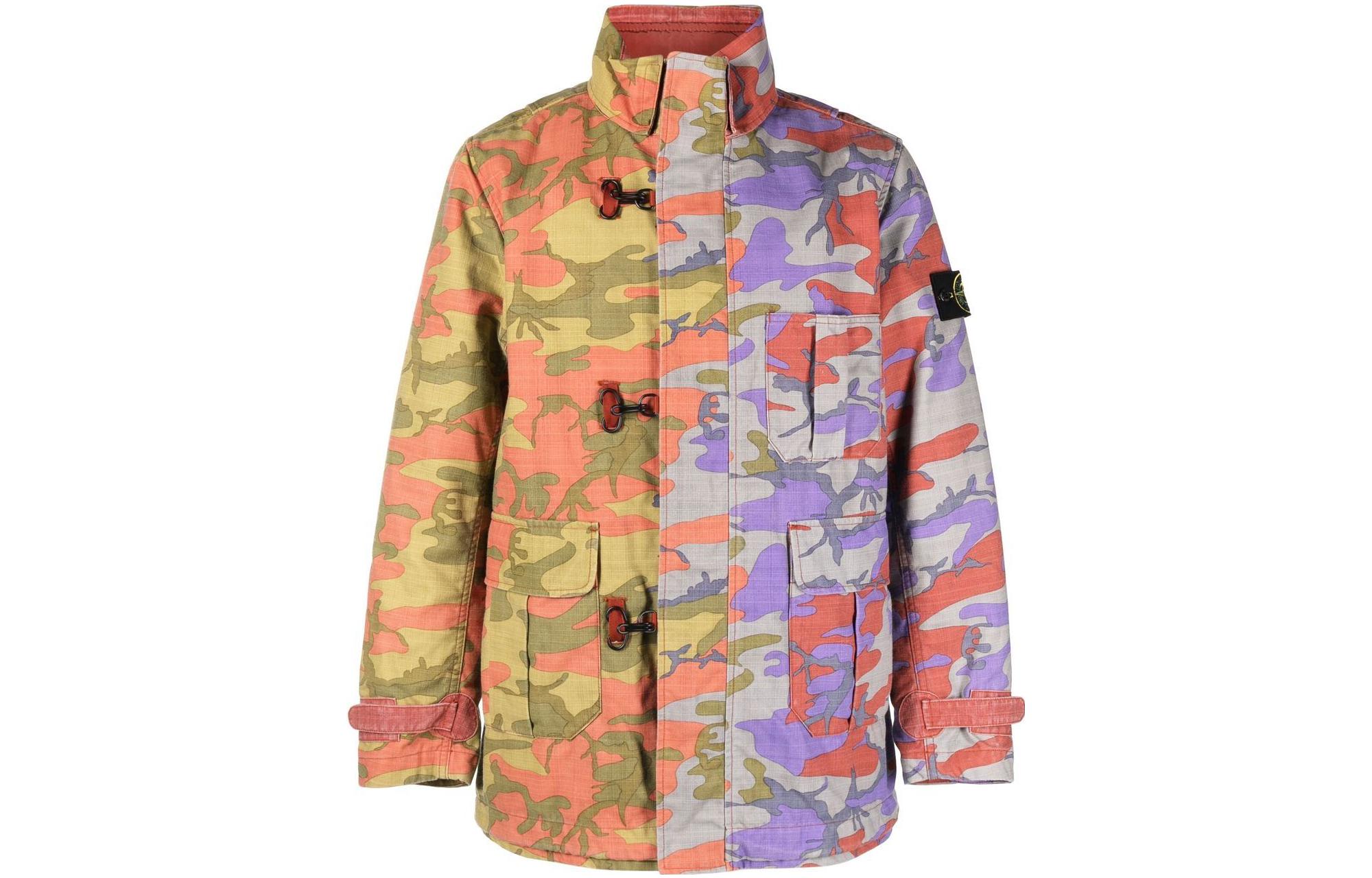 Stone Island Camouflage Buckle High Collar Jacket for Men 7715442E1-V0015