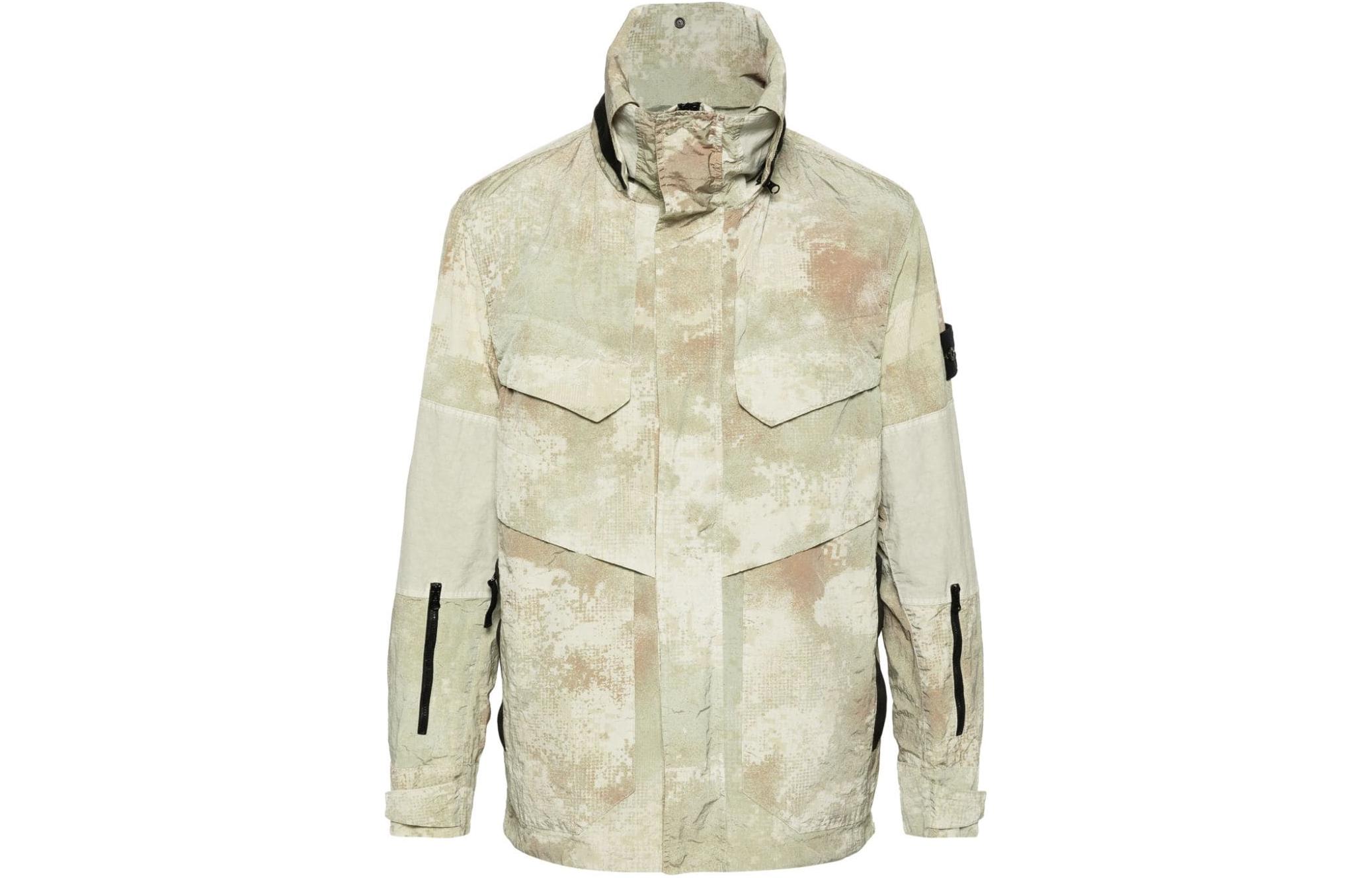Stone Island Camouflage Full-Print Zip-Up Jacket Sage Green  Outerwear 8015438E1-V0091 圖 2