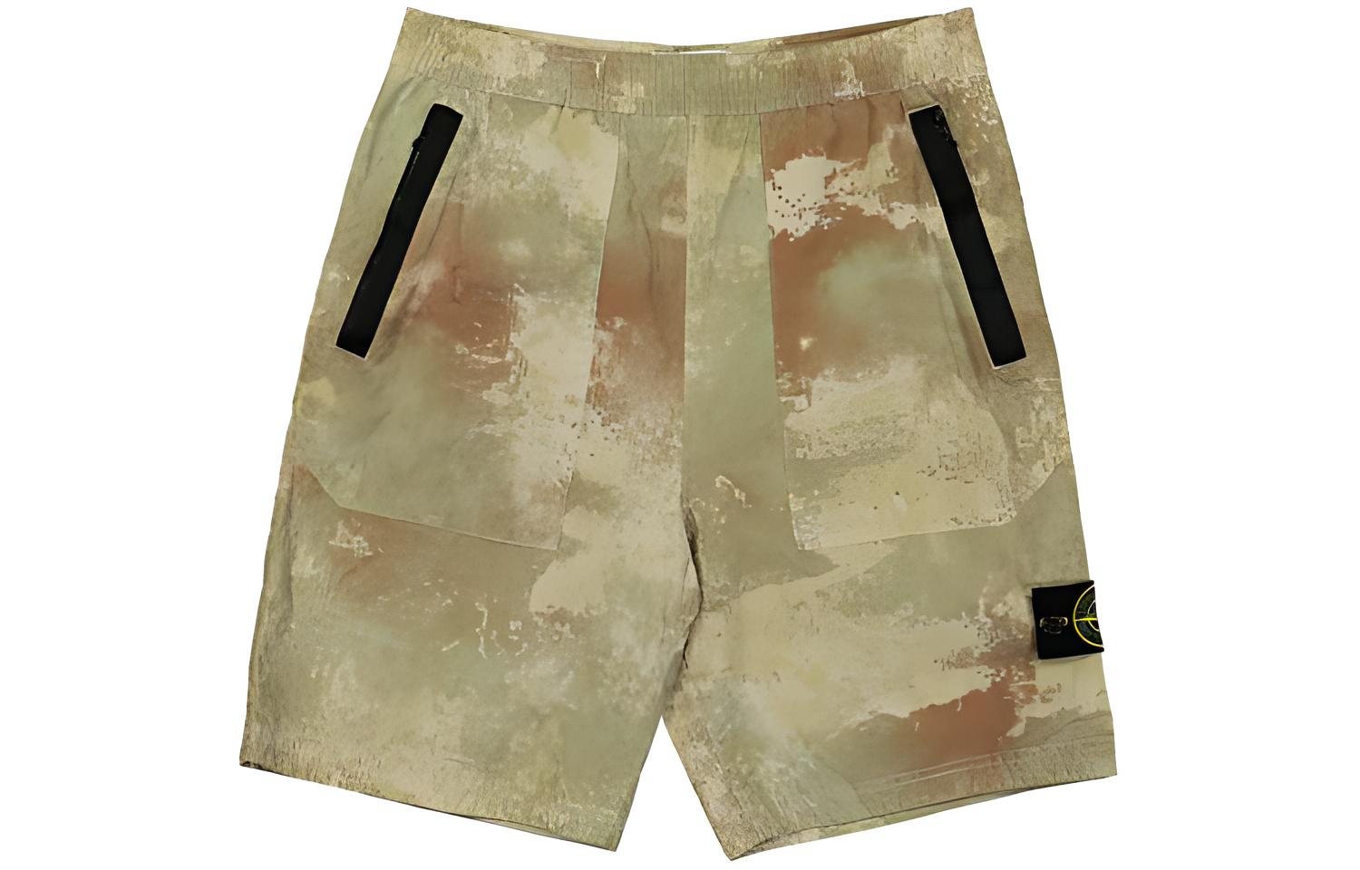 STONE ISLAND Camouflage Printed Loose-Fit Casual Shorts Green 8015L20E1-V0091