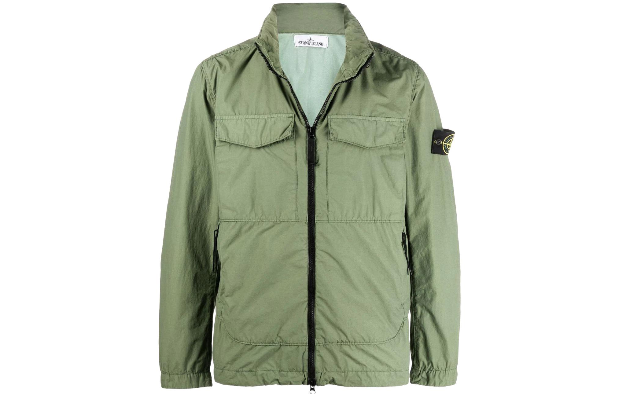 Stone Island Casual Zip-Up Jacket with Pocket and Badge Design 761540532-V0058