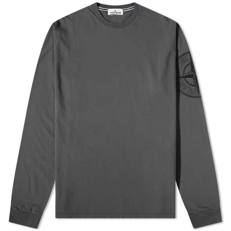 Stone Island Charcoal Crewneck Embroidered Badge Sweatshirt 771521661-V0065