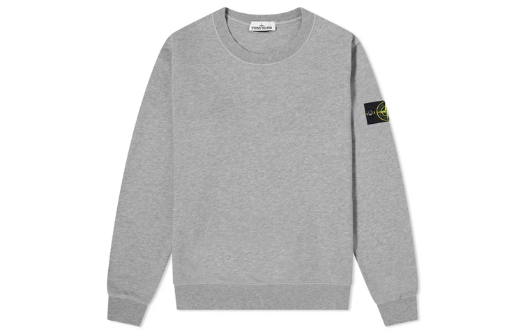 Order Stone Island Classic Badge Crewneck Sweatshirt Unisex Kelabu Clay Musim Panas Nipis 741563051-V0M64
