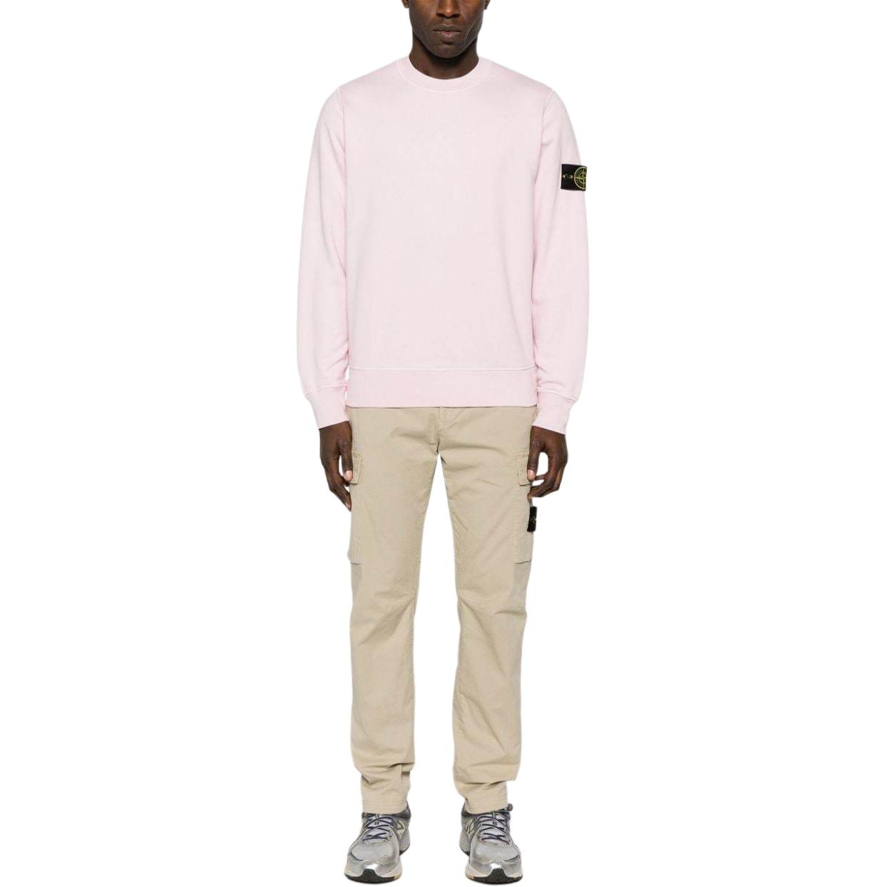 Lookbook Stone Island 經典徽章男女同款圓領衫 淺粉 春夏版 801563051-V0080