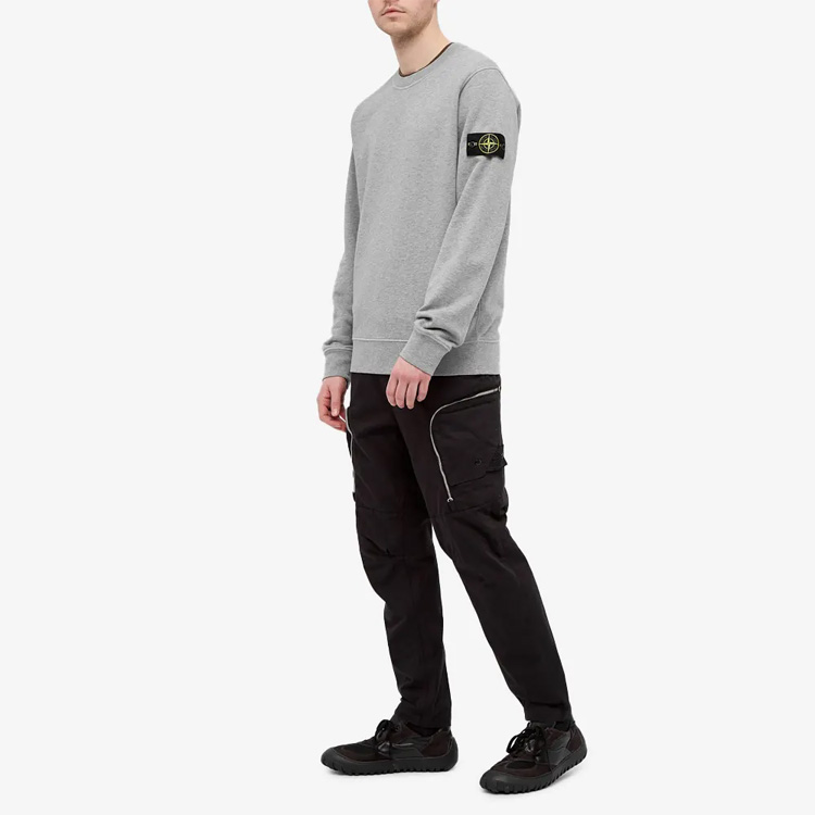 Purchase Stone Island Classic Badge Crewneck Sweatshirt Unisex Kelabu Clay Musim Panas Nipis 741563051-V0M64